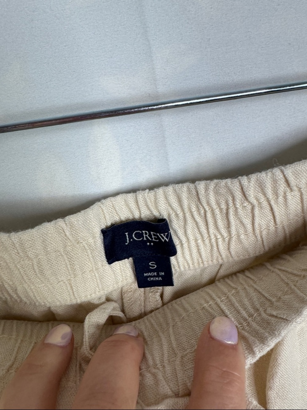J. Crew Cream Drawstring Linen-Blend Casual Athletic Shorts - Picture 2 of 4